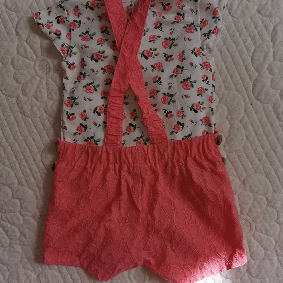 4/25 Little Lass baby matching set overall shorts with T-shirt - Picture 7 of 11